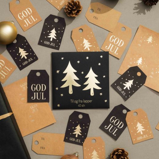 Til-og-fra-lapper med elegante julemotiver